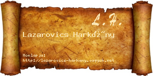 Lazarovics Harkány névjegykártya